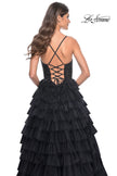 Picture of: Tiered Ruffle Tulle Prom Dress with Rhinestone Embellished Bodice in Black, Style: 32002, Detail Picture 5