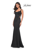 Picture of: Mermaid Jersey Gown with Bustier Top and Lace Up Back in Black, Style: 32268, Detail Picture 5