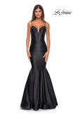 Picture of: Satin Mermaid Prom Gown with Corset Top in Black, Style: 32269, Detail Picture 5