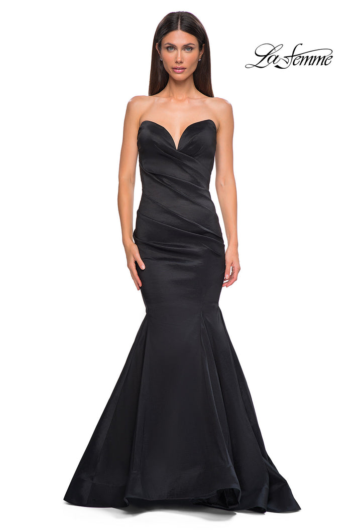 Picture of: Mermaid Stretch Mikado Evening Dress with Illusion Back in Black , Style 32791, Detail Picture 5
