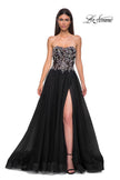 Picture of: A-line Tulle Prom Dress with Stunning Floral Beaded Design in Black , Style 32862, Detail Picture 5