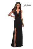 Picture of: Plunging Neckline Prom Dress with Criss Cross Back in Black, Style: 27082, Detail Picture 6