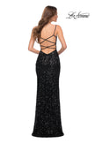 Picture of: Gorgeous Sequin Dress with V Neck and Open Back in Black, Style 29872, Detail Picture 6