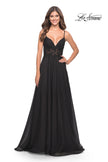 Picture of: A-line Gown with Sheer Floral Embellished Bodice in Jewel Tones in Black, Style: 30639, Detail Picture 6