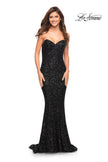 Picture of: Strapless Sweetheart Luxe Sequin Gown in Black, Style: 30714, Detail Picture 6