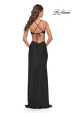 Picture of: Jersey Prom Dress with Side Cut Outs and Tie Back in Black, Style: 31292, Detail Picture 6