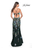 Picture of: Floral Embroidered and Sequin Print Gown with Lace Up Back in Black, Style: 31992, Detail Picture 6