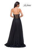 Picture of: Chiffon Gown with High Slit and Strapless Lace Top in Black , Style 32804, Detail Picture 6