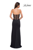 Picture of: Chic Jersey Dress with Asymmetrical Neckline and Sheer Back in Black , Style 32849, Detail Picture 6