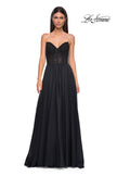 Picture of: Chiffon Gown with High Slit and Strapless Lace Top in Black , Style 32804, Detail Picture 7