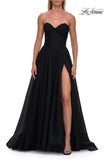 Picture of: Strapless Rhinestone Ball Gown with High Slit in Black, Style: 33488, Detail Picture 7