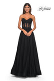 Picture of: A-Line Tulle Ballgown with Lace Illusion Bodice in Black, Style: 32313, Detail Picture 19