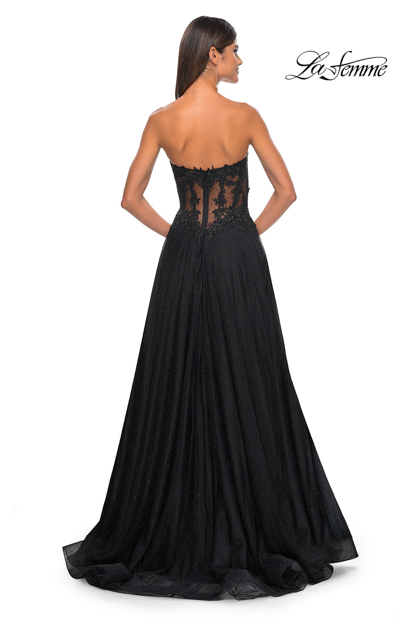 Picture of: A-Line Tulle Ballgown with Lace Illusion Bodice in Black, Style: 32313, Detail Picture 20
