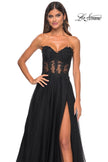 Picture of: A-Line Tulle Ballgown with Lace Illusion Bodice in Black, Style: 32313, Detail Picture 21