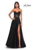 Picture of: A-Line Tulle Ballgown with Lace Illusion Bodice in Black, Style: 32313, Detail Picture 3