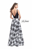 Picture of: Floral Printed A-line Prom Dress with Low V Back in Black Ivory, Style: 25976, Detail Picture 2