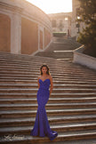 Picture of: Simple Jersey Mermaid Prom Dress with Structured Hem in Blue, Style: 32289, Detail Picture 2