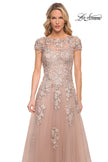 Picture of: Gorgeous Lace and Tulle Gown with Full Skirt and Sleeves in Pink, Style: 29829, Detail Picture 1