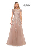 Picture of: Gorgeous Lace and Tulle Gown with Full Skirt and Sleeves in Pink, Style: 29829, Detail Picture 4