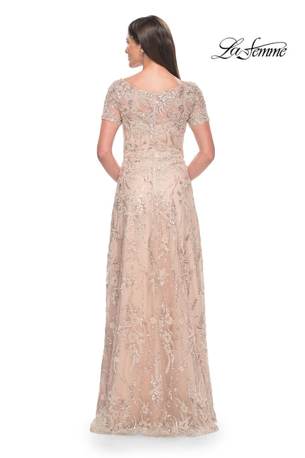 Picture of: Gorgeous Beaded Mother of the Bride Dress with High Neckline in Blush, Style: 31639, Back Picture
