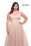 Picture of: Long Plus Size Gown with Tulle Skirt and Satin Top in Blush, Style: 29072, Detail Picture 5
