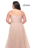 Picture of: Long Plus Size Gown with Tulle Skirt and Satin Top in Blush, Style: 29072, Detail Picture 6