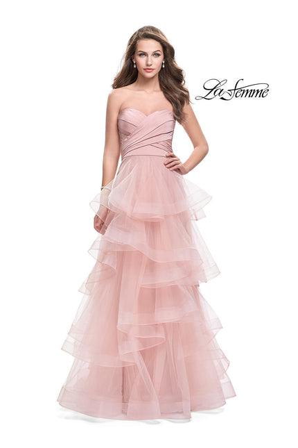 Picture of: Long Tulle Gown with Sweetheart Neckline in Blush, Style: 25430, Main Picture