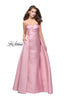 Picture of: Strapless A-line Prom Dress with Cape Skirt and Pockets in Blush, Style: 25738, Main Picture