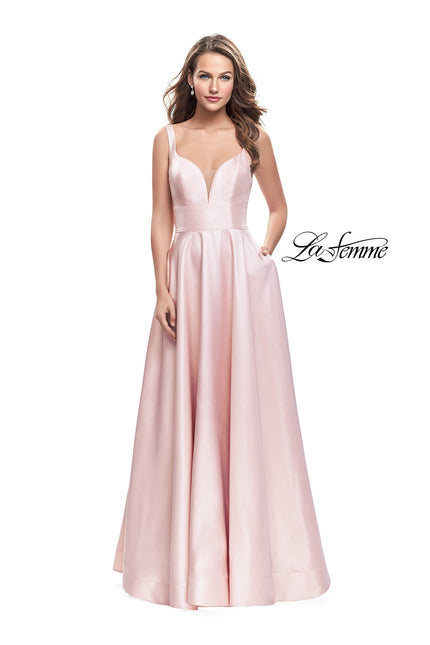Picture of: A-Line Ball Gown with V Open Back and Pockets in Blush, Style: 26015, Main Picture