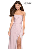 Picture of: Strapless Jersey Prom Dress with Ruching and Slit in Blush, Style: 26794, Main Picture