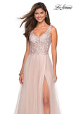 Picture of: Long Tulle Gown with Embellished Sheer Bodice in Blush, Style: 27574, Main Picture