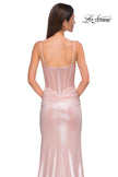 Picture of: Stunning Metallic Pastel Prom Dress with Intricate Ruched Corset Top in Blush , Style 32951, Detail Picture 8