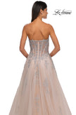 Picture of: Tulle A-line Prom Dress with Gorgeous Rhinestone Lace Applique in Blush, Style: 33028, Detail Picture 8