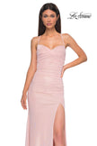 Picture of: Pastel Prom Dress with Metallic Fabric and Lace Up Back in Blush , Style 32964, Detail Picture 11