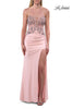 Picture of: Strapless Embellished Corset Gown with High Slit and Lace-Up Back in Blush, Style: 33761, Detail Picture 13
