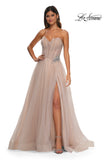 Picture of: Strapless A-line Tulle Dress with Floral Waist Detail in Blush, Style: 32789, Detail Picture 14
