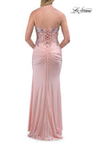Picture of: Strapless Embellished Corset Gown with High Slit and Lace-Up Back in Blush, Style: 33761, Detail Picture 14
