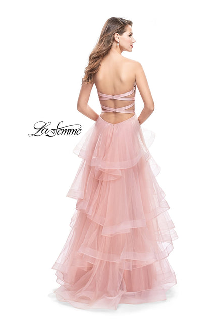 Picture of: Long Tulle Gown with Sweetheart Neckline in Blush, Style: 25430, Back Picture