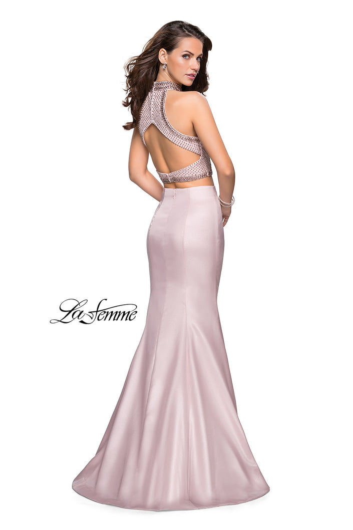 Picture of: Beaded Two Piece Mermaid Prom Dress with Open Back in Blush, Style: 26255, Back Picture