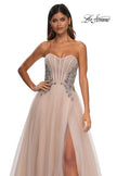 Picture of: Tulle A-line Prom Dress with Beautiful Rhinestone Side Detail in Blush, Style: 32767, Detail Picture 23