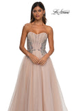 Picture of: Tulle A-line Prom Dress with Beautiful Rhinestone Side Detail in Blush, Style: 32767, Detail Picture 25