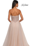 Picture of: Strapless A-line Tulle Dress with Floral Waist Detail in Blush, Style: 32789, Detail Picture 26