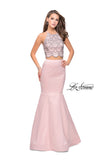 Picture of: Two Piece High Neck Prom Dress with Beading in Blush, Style: 26035, Detail Picture 1