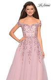 Picture of: Off the Shoulder Tulle Gown with BEaded Embellishments in Blush, Style: 27595, Detail Picture 1
