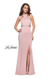 Picture of: Beaded Form Fitting Long Prom Dress with Leg Slit in Blush, Style: 26129, Detail Picture 2