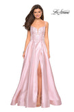 Picture of: Long Ball Gown with Lace and Rhinestone Bodice in Blush, Style: 27528, Detail Picture 2