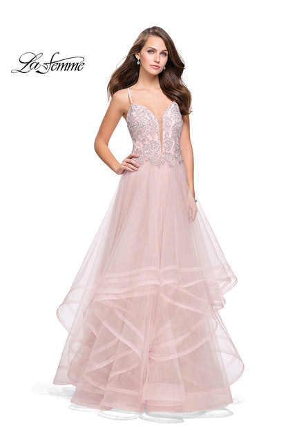 Picture of: Ball Gown with Tulle Skirt and Lace Beading in Blush, Style: 25762, Detail Picture 3