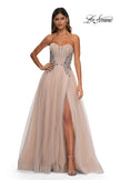 Picture of: Tulle A-line Prom Dress with Beautiful Rhinestone Side Detail in Blush, Style: 32767, Detail Picture 4