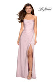 Picture of: Strapless Jersey Prom Dress with Ruching and Slit in Blush, Style: 26794, Detail Picture 5
