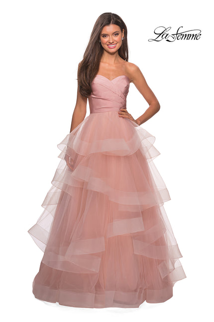 Picture of: Floor Length Strapless Tulle Ball Gown in Blush, Style: 27249, Detail Picture 5
